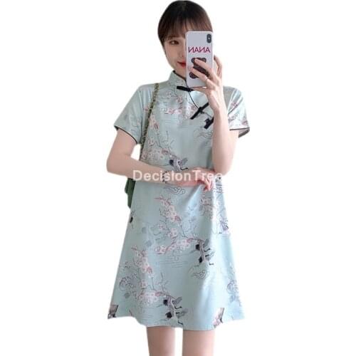 2021 women classic cheongsam rayon floral elegant evening party dress traditional mandarin collar chinese qipao cheongsam dress