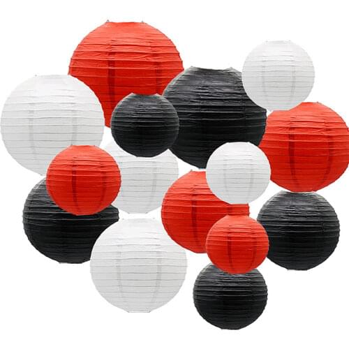 30 pcs 6"-14" Gold Paper Lanterns Chinese Japanese Paper Lanterns for Birthday Wedding Party Halloween Hanging Decor Favor