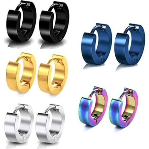 5 Pairs Fashion Titanium Steel 4 x 9 Ear buckle for Women Men Punk Gothic Earring