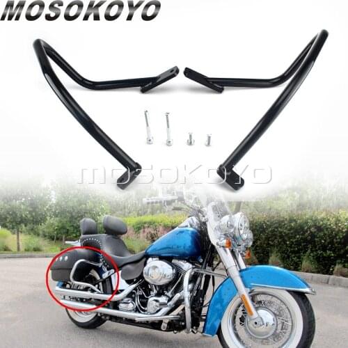 7/8" Steel Motorcycle Rear Saddlebag Side Box Bumper Guard Crash Rail Bar Protector For Harley FLSTN Softail Deluxe 2005-2017