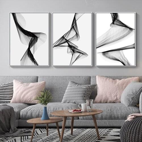 Abstract Wall Art Paintings Black Lines Canvas Painting Poster and Print Nordic Wall Picture for Living Room Decor Wall