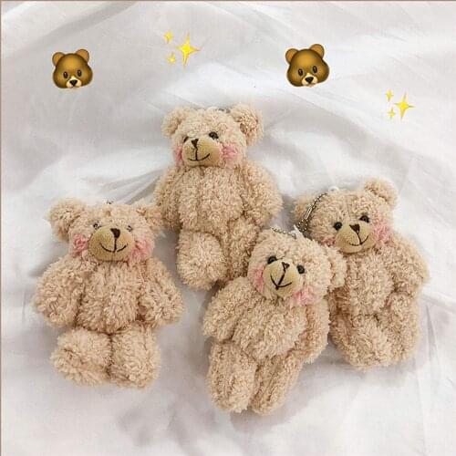 Cute Cartoon Plush Bear Rabbit Keychain Pompom Car Key Ring Women Girl Bag Pendant Key Chains Jewelry