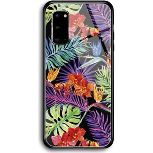 Rainbow leaves Phone Case Tempered Glass For Samsung S7 S8 S9 S10E S20 21 30 Plus ultra Note 8 9 10 Plus A7 2018