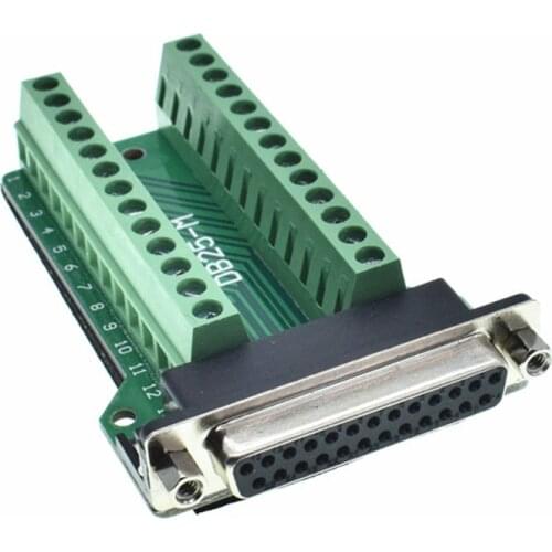 DB25 D-SUB Female/Male 25Pin Plug Breakout PCB Board 2 Row Terminals Connectors