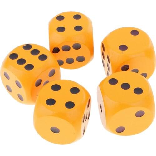 5Pcs Wooden Dice D6 Dotted 3cm For D&D RPG Game Player