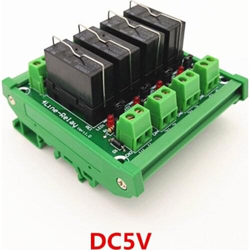 DIN Rail Mount 4 SPDT 16A Power Relay Interface Module,G5RL-1-E 24VDC Relay