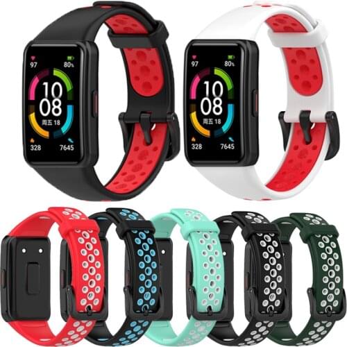 For Huawei Honor Band 6 Strap Double Color Breathable Replacement Strap Smart Watchband Bracelet For Honor band 6 Watch Strap