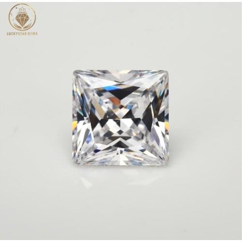 Lucky Star Gems Square Princess Cut 1.5mm~12mm Synthetic White Cubic Zirconia Gemstone Beads CZ Stones for Jewelry Making