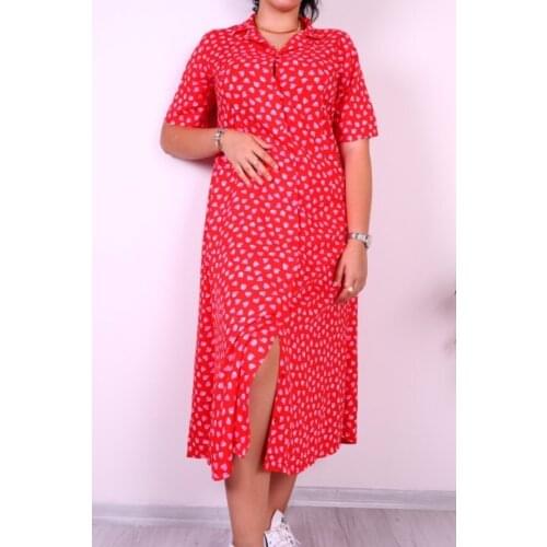 Womens Red Heart Pattern Long Dress