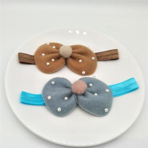 European and American New Style Children Hair Act The Role Of Pearl Wool Bowknot Hair Ribbon
