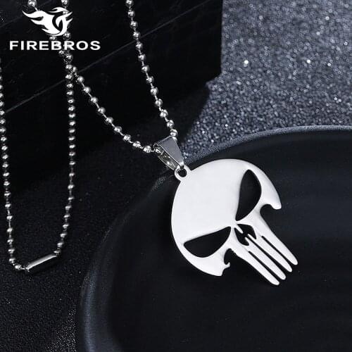 FIREBROS 20/24" Bead Chain Silver Color High Polish 316L Stainless Steel Movie Anime Necklace Pendant Men Jewelry Kids Boy Gift