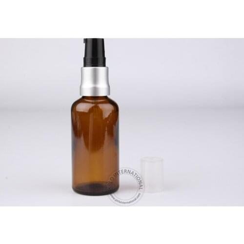 5 x 50ml/50cc High Quality Amber Essential Oil Bottle Lotion Bottles With Aluminium+Plastic Pump Brown Packaging Container