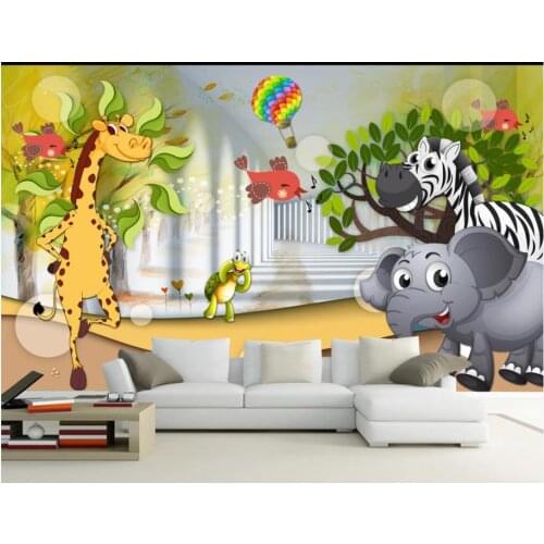 Custom photo wallpaper for walls 3 d Animal Aesthetic Cartoon Zoo mural Childrens Room Kids Room Mural wall papers home decor