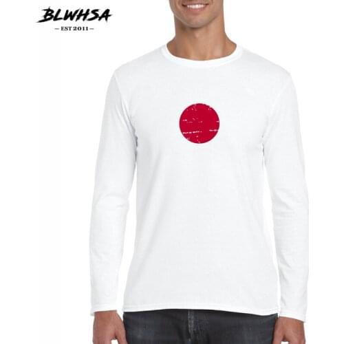 BLWHSA Japan Flag Nostalgic Style Design Men T Shirts Fashion New Fitness Long Sleeve Tshirts Homme for Men Hip Hop Tops&Tees