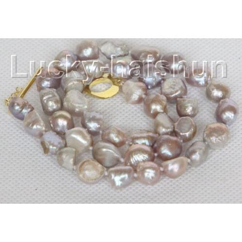 Hot sale natural bleb Baroque 17" 10mm purple Reborn keshi pearls necklace