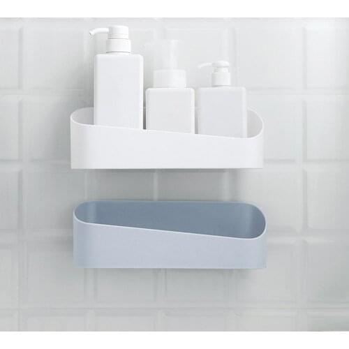 Hot Bathroom Kitchen No Drill Self Adhesive Shelf Storage Rack Box Wall Organizer Kitchen Organizer Scourer