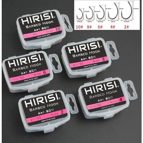 Hirisi 100Pcs Coating High Carbon Stainless Steel Barbed Hooks Carp Fishing Hooks Pack With 8011