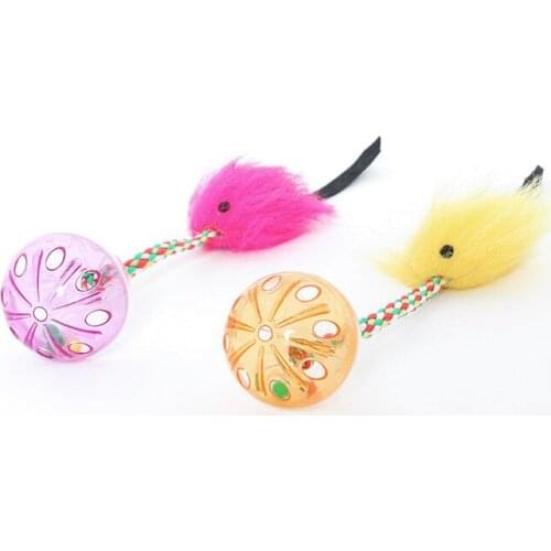 Cat toy double color bead bell ball plus fish-shaped fluffy ball toy new cat relieve boredom accompany self-hey toy pet supplies