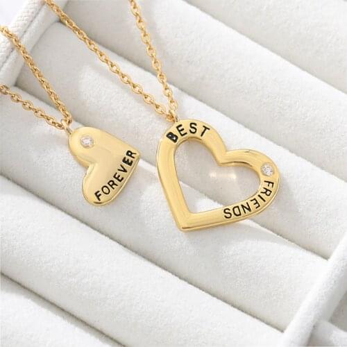 Combined Love Heart Pendant Necklace for Women Forever Best Friend Necklace Jewelry Christmas Gift for Sisters collier femme
