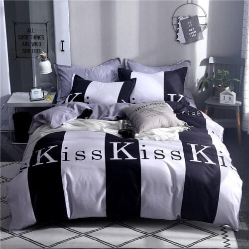 4Pcs/Set Bedding Set 21 Style Household Products Aloe Cotton Bed Set Leaves Plaid Modern Bed Sheet Pillowcase & Duvet Cover