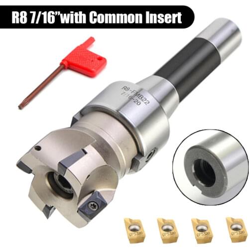 1Set 90 Degree R8 FMB22 Straight Shank Arbor Face End Mill Cutter 4pcs APMT1604 Carbide Inserts Turning Tool