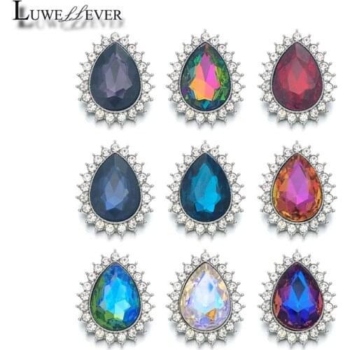 Crystal w208 Heart 3D 18mm 20mm Metal Snap Button For Bracelet Necklace Interchangeable Jewelry Women Accessorie Findings