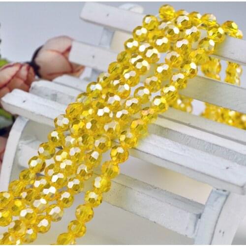 High Quality 8mm 715pcs Round Crystal Faceted Glass Loose Beads Ball Supply Gold Yellow Bracelet Necklace Jewelry DIY