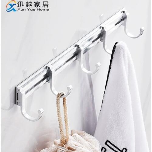 Bath Coat Robe Hooks Punch-Free Matte Aluminum Door Wall Mounted Towel Cothes Hanger For Bathroom Kitchen Hardware Storage Rack