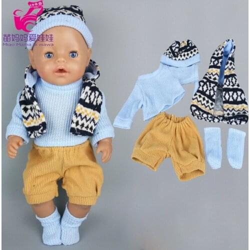 Doll clothes 43cm Baby Doll sweater and pants hat and scarf for 18 Inch American Generation Girl Doll Leisure Outfits