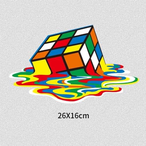 Fashion Cartoon Geometric Patches Hot Heat Transfer Cloth Printing Sticker DIY Iron On Clothing Bag Shoes Customization Logo