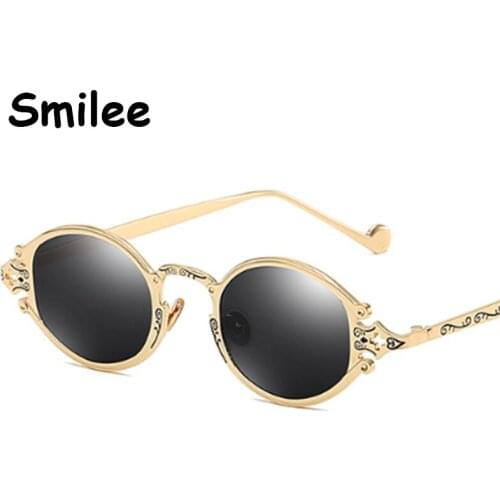 Gothic steampunk glasses mens small oval retro sunglasses metal shades round glasses unisex Carved eyewear gafas de sol oculos