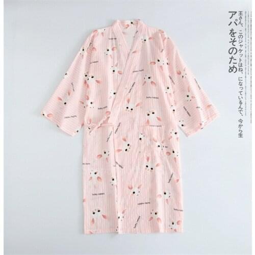 Kimono Dress Woman Japanese Cotton Bunny Yukata Kawaii Girls Pajamas Robe Adult Haori Plus Size Bathrobe Sleepwear Japan Clothes