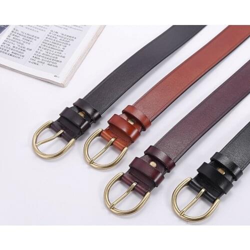 New Women Genuine Leather Belt for Female Jean Strap Casual All Match Ladies Adjustable Belt Designer High Quality Brand Girdle