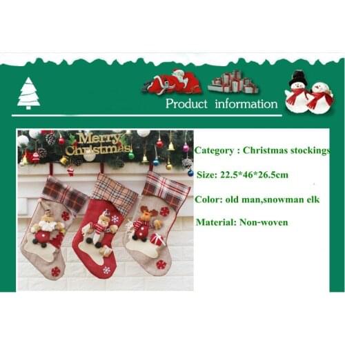 Christmas Stockings Gift Bag Reindeer Santa Claus Snowman Socks Natal Xmas Tree Candy Ornament Gifts Decorations New Year Gifts