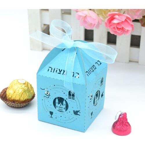 Custom tefilin favor box in Hebrew phylacteries for Jewish party gift box