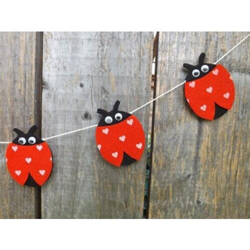 Ladybug nursery room felt Garlands buntings Christening wedding birthday bridal baby shower Church decor banners