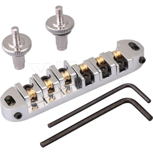 Yibuy Roller Saddle Bridge with Posts and Spanner For Electric Guitar