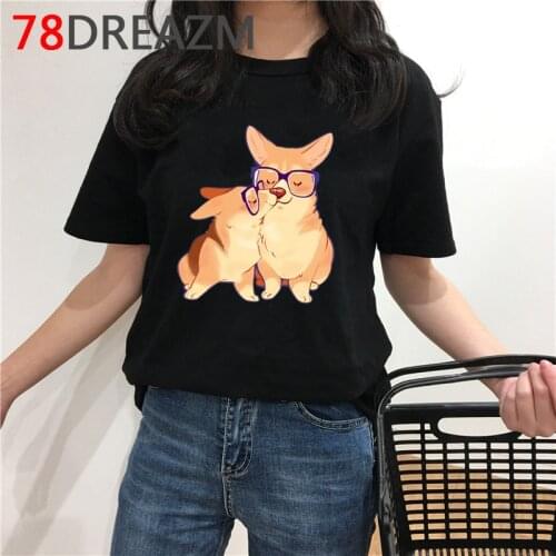 Funny Corgi T Shirt Women Harajuku Cartoon T-shirt Kawaii Dog Graphic Tees Plus Size Unisex Japanese Style Fashion Tshirt Female