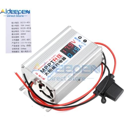 DC 13V-45V 200W 10A MPPT Boost Solar Charger LCD Display Solar Charge And Discharge Controller