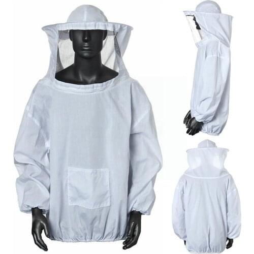 Protective Beekeeping Jacket Veil Smock Equipment Bee Suit Hat Sleeve Keeping D6H4