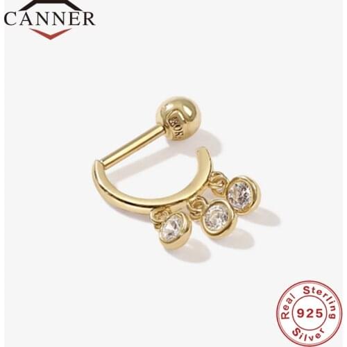 CANNER Real 925 Sterling Silver Hoop Earrings for Women Luxury Gold Color Piercing Earring Earings Fine Jewelry Gift pendientes