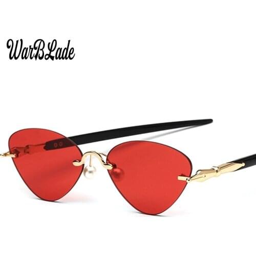 2018 Women Rimless Cateye Sunglasses New Fashion Oversized Ocean Lens Brand Design Sun Glasses Ladies Gradient Oculos