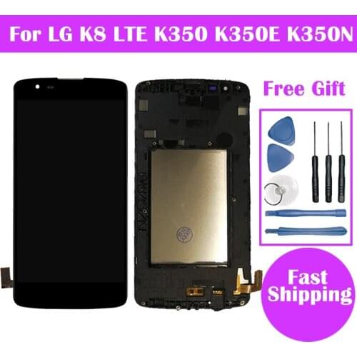 For LG K8 LTE K350N K350E K350DS LCD Screen + Touch Screen Digitizer Assembly With Frame Free Shipping