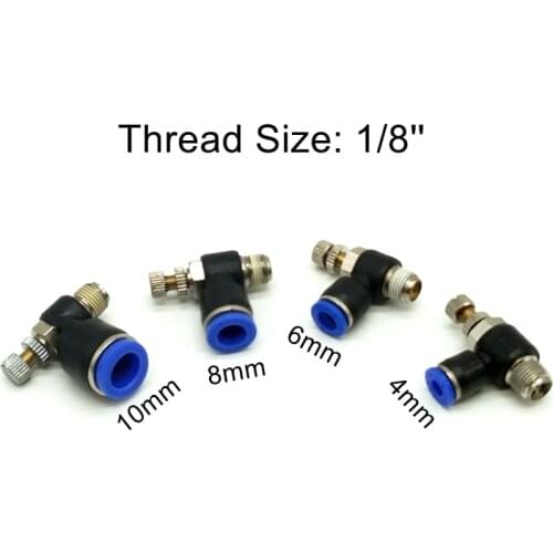 10pcs/lot Pneumatic Fittings G1/8'' Tube 4mm 6mm 8mm 10mm Elbow Pneumatic Air Flow Speed Controller Fittings Air Valve