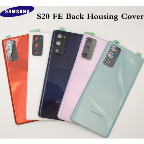 100% Original SAMSUNG Battery Glass Back Cover Rear Door Case Replacement Parts With Camera Frame Lens For Galaxy S20 FE S20fe