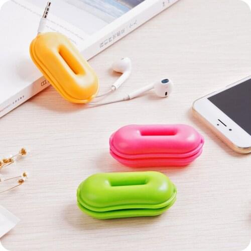 2Pcs Tangle-free Earphone Cable Holder Charger Wire Organizer Case Cord Wire Cable Winder Earphone Storage Boxs