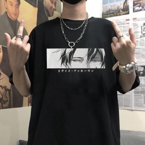 2020 Attack On Titan Anime Manga Funny Cartoon Levi·Ackerman T-shirt Tee Male Harajuku Unisex Tops Mens T Shirts Punk Clothes