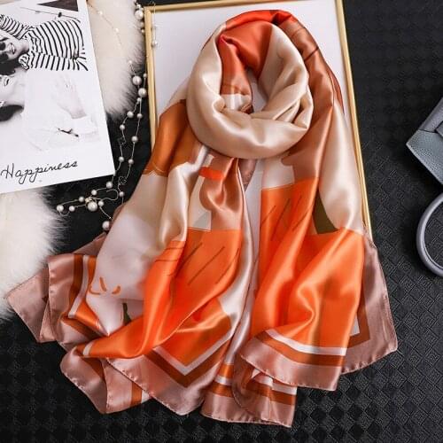2021 Luxury Summer 180x90cm Silk Scarves Korean Popular Print Beach Towel Lady Winter Keep Warm Scarf New Fashion Seaside Shawl