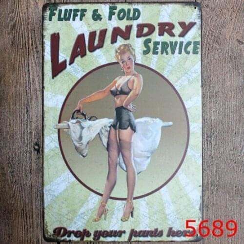 20x30cm Fliff & Fold Laundry Service Funny Novelty Kitchen Metal Tin Sign