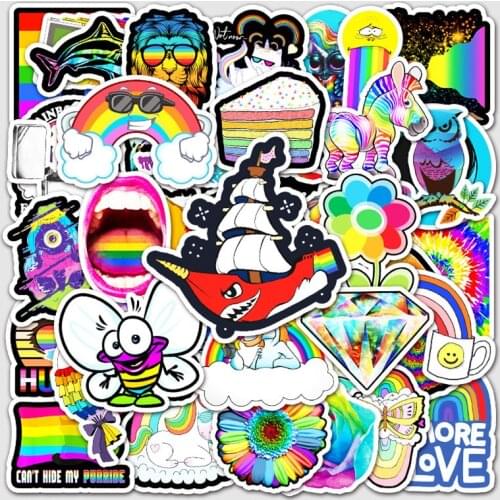 50PCS Multi-design Rainbow Graffiti Stickers Skateboard Guitar Fridge Laptop Luggage Bike Phone Cool Waterproof Sticker Decal